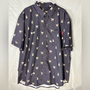 Rsvlts Button Down Shirt Men’s 3XL Pugs Limited Edition Navy Blue Collared Camp